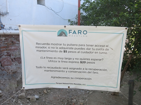 new glass bottom lookout sign at El Faro Lighthouse in Mazatlán, Sinaloa, Mexico
