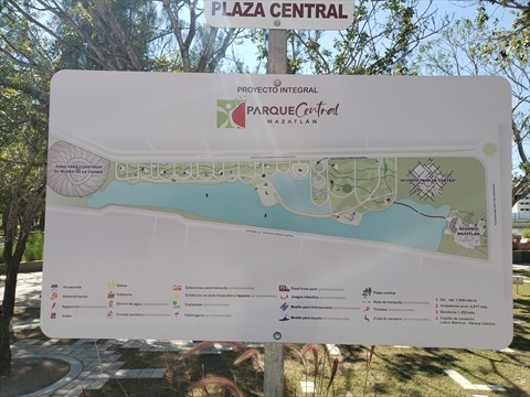 Map of Central Park in Mazatlán, Sinaloa, Mexico