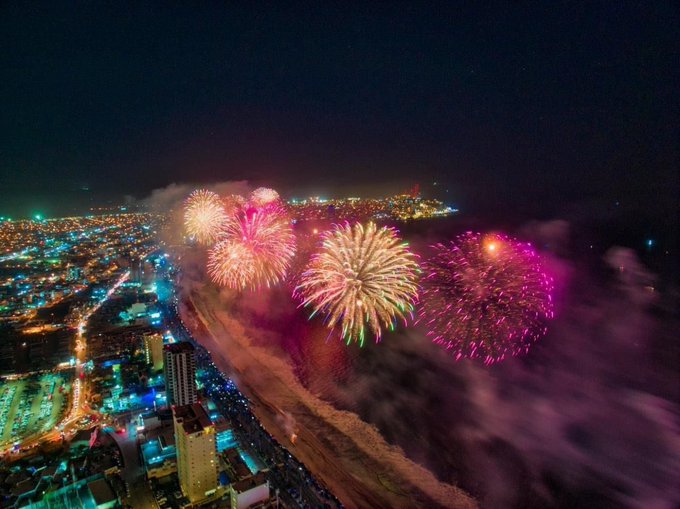 fireworks on malecon in Mazatlán, Sinaloa, Mexico