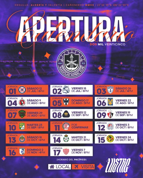 Mazatlán F.C. Soccer Club Schedule