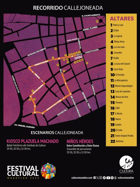 2024 Day of the Dead parade route in Mazatlán
