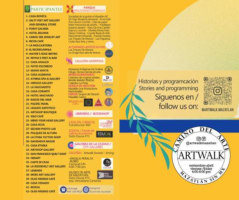 2025/2026 Art Walk Map in Mazatlán, Sinaloa, Mexico