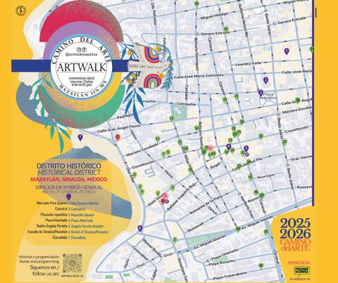 2025/2026 Art Walk Map in Mazatlán, Sinaloa, Mexico
