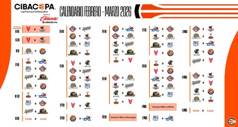 Mazatlán Venados Basketball February-March 2026 Schedule