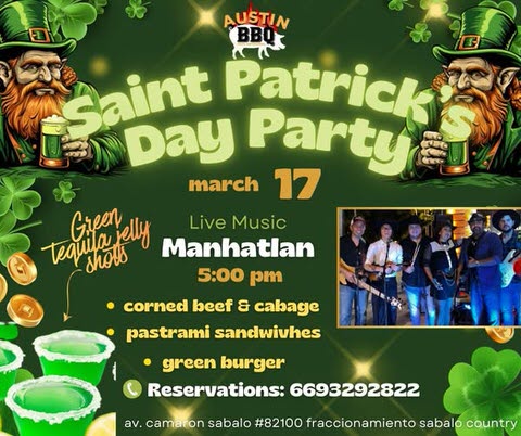 St. Patricks day at Austin BBQ in Mazatlán, Sinaloa, Mexico