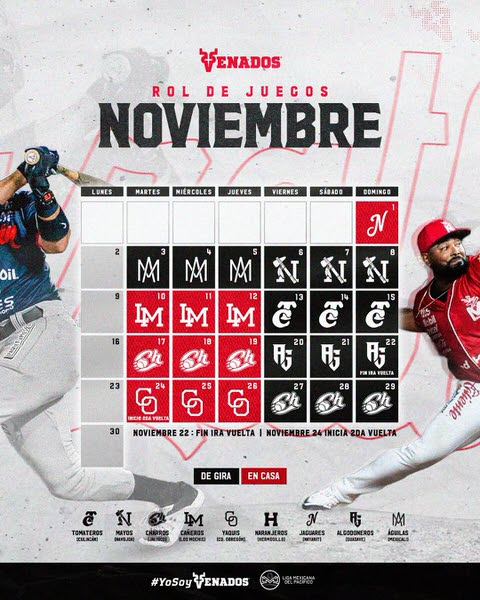 November Venados Baseball Schedule